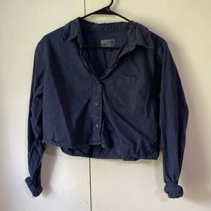Navy blue cropped button up
